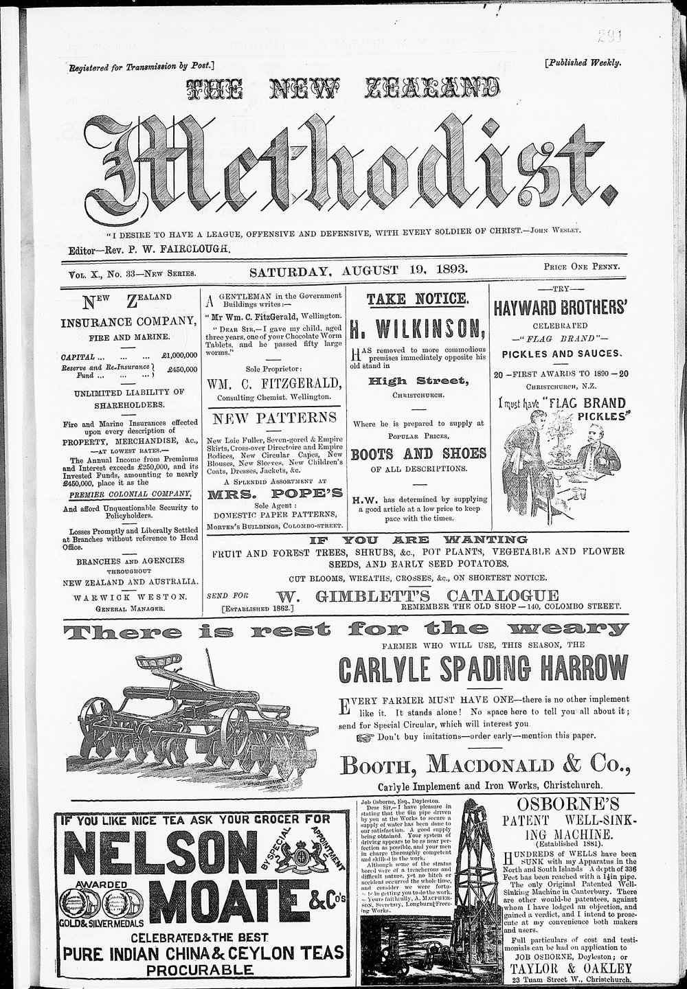 The New Zealand Methodist Times: 19th August 1893