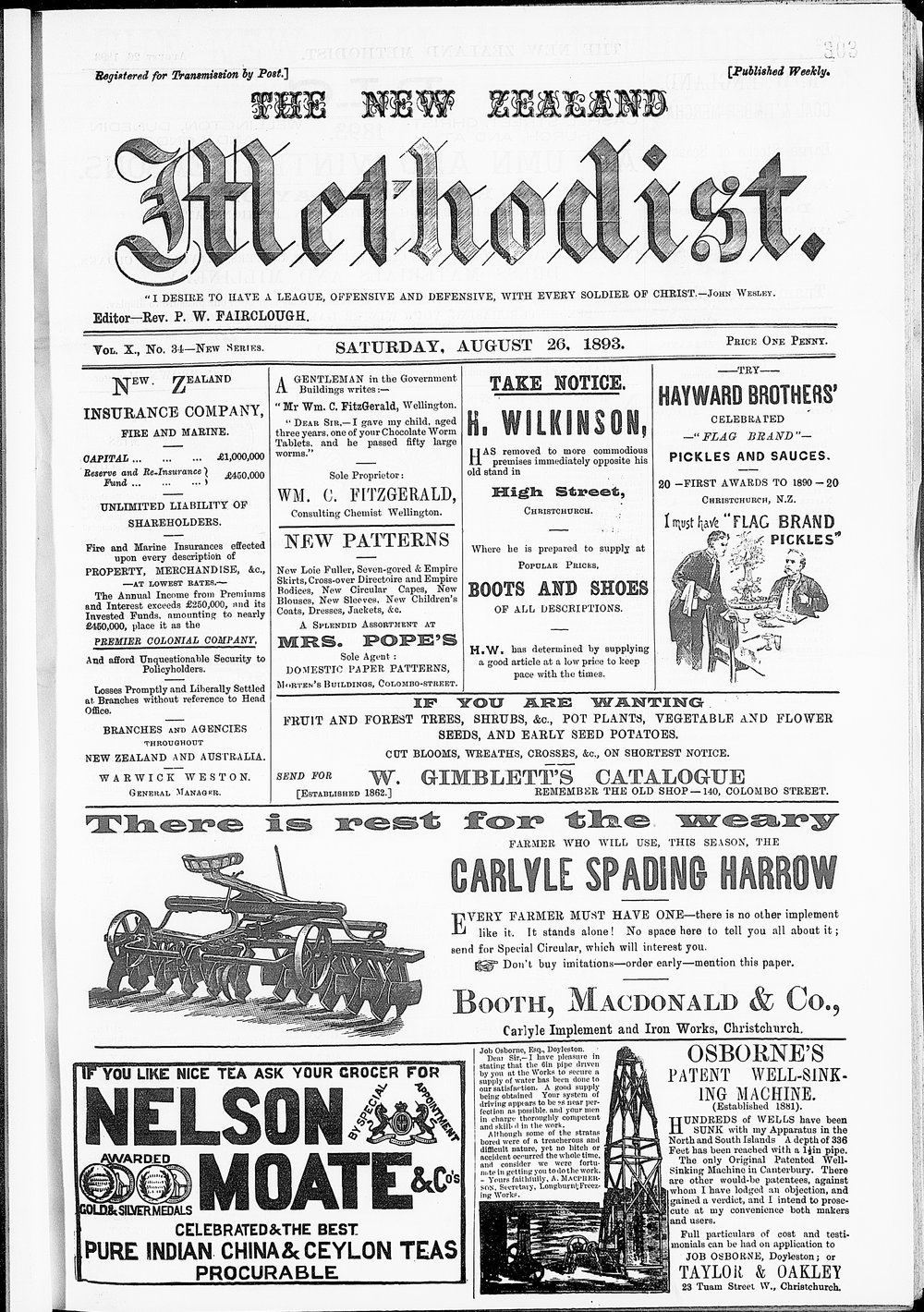 The New Zealand Methodist Times: 26th August 1893
