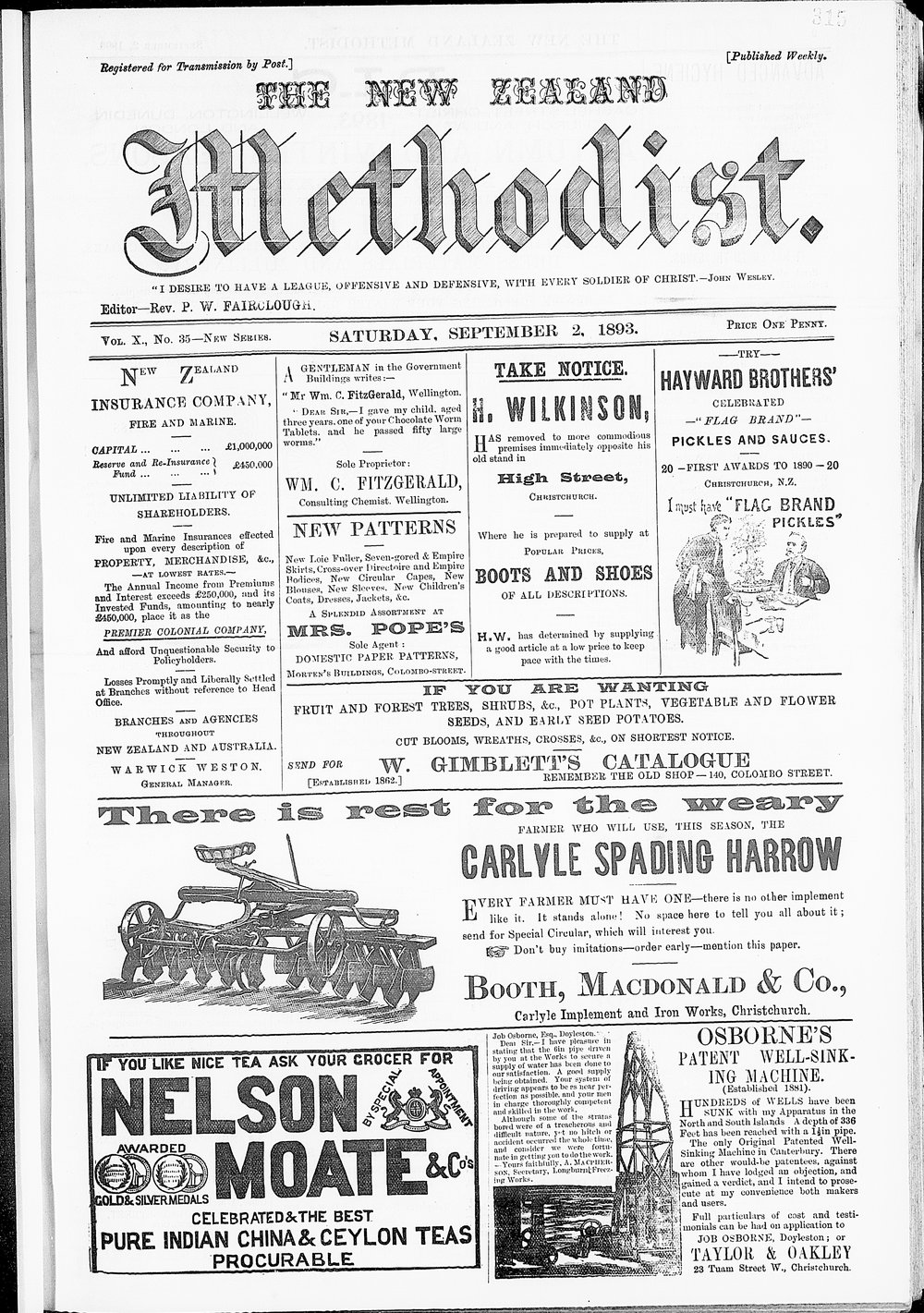 The New Zealand Methodist Times: 2nd September 1893