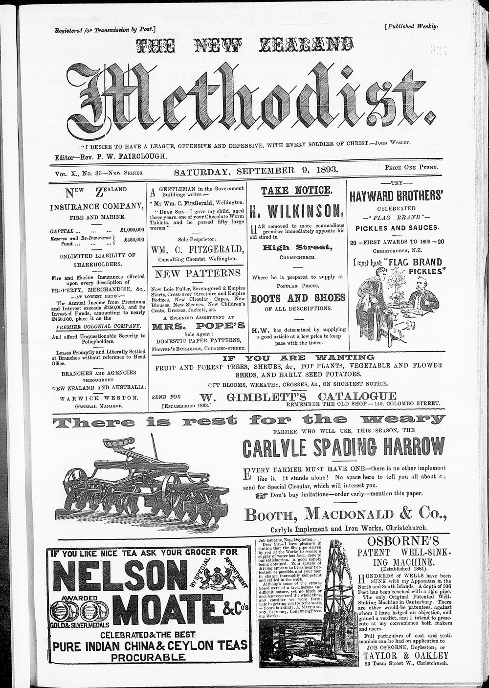 The New Zealand Methodist Times: 9th September 1893