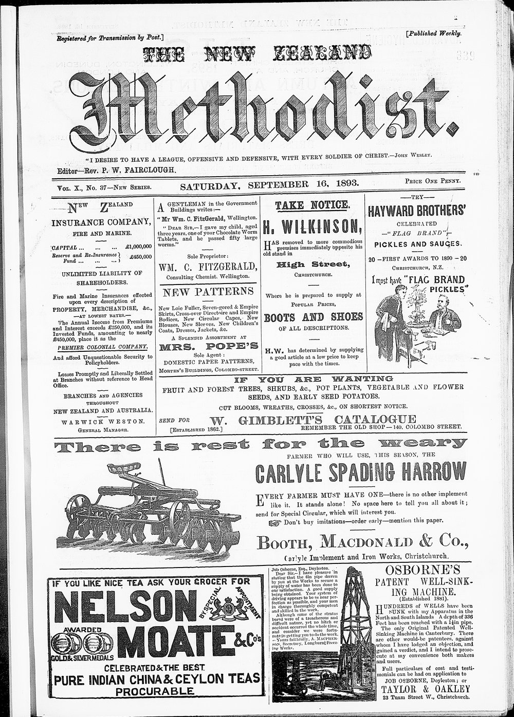 The New Zealand Methodist Times: 16th September 1893