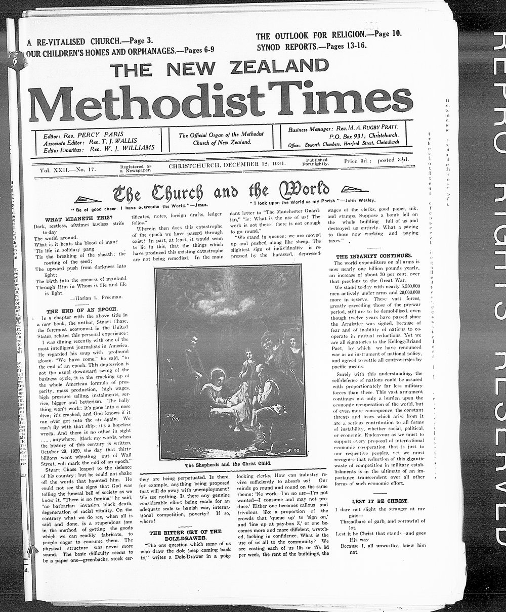 The New Zealand Methodist Times: 12th December 1931