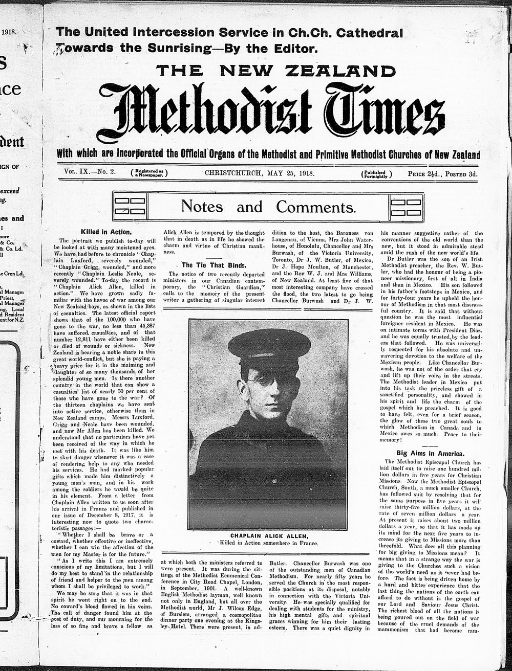 The New Zealand Methodist Times: 25th May 1918