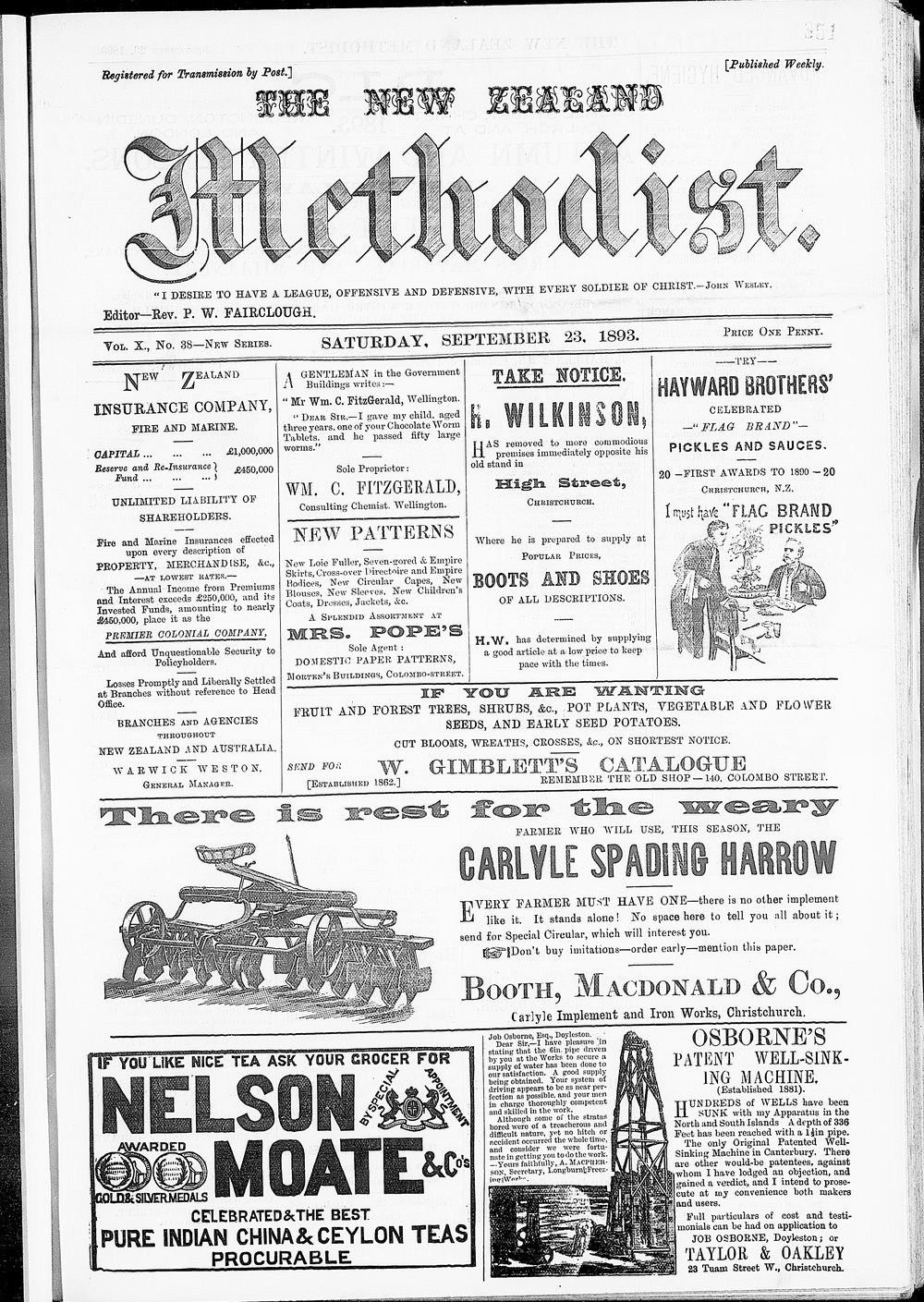 The New Zealand Methodist Times: 23rd September 1893