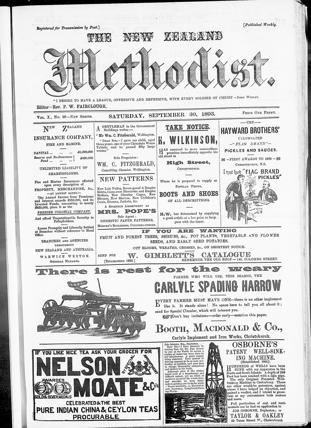 The New Zealand Methodist Times: 30th September 1893