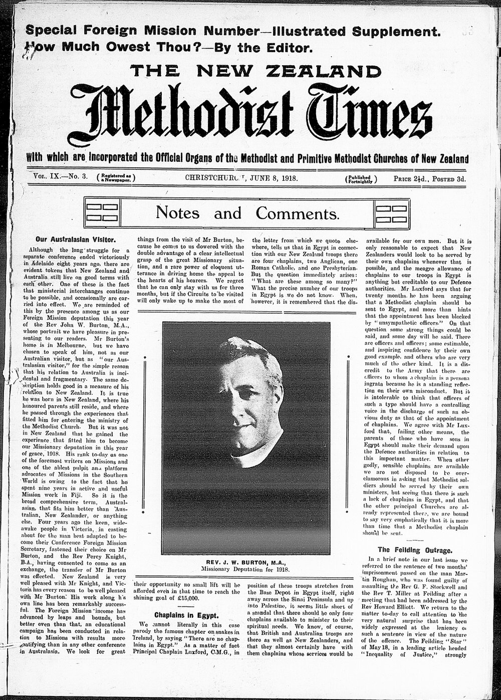 The New Zealand Methodist Times: 8th June 1918