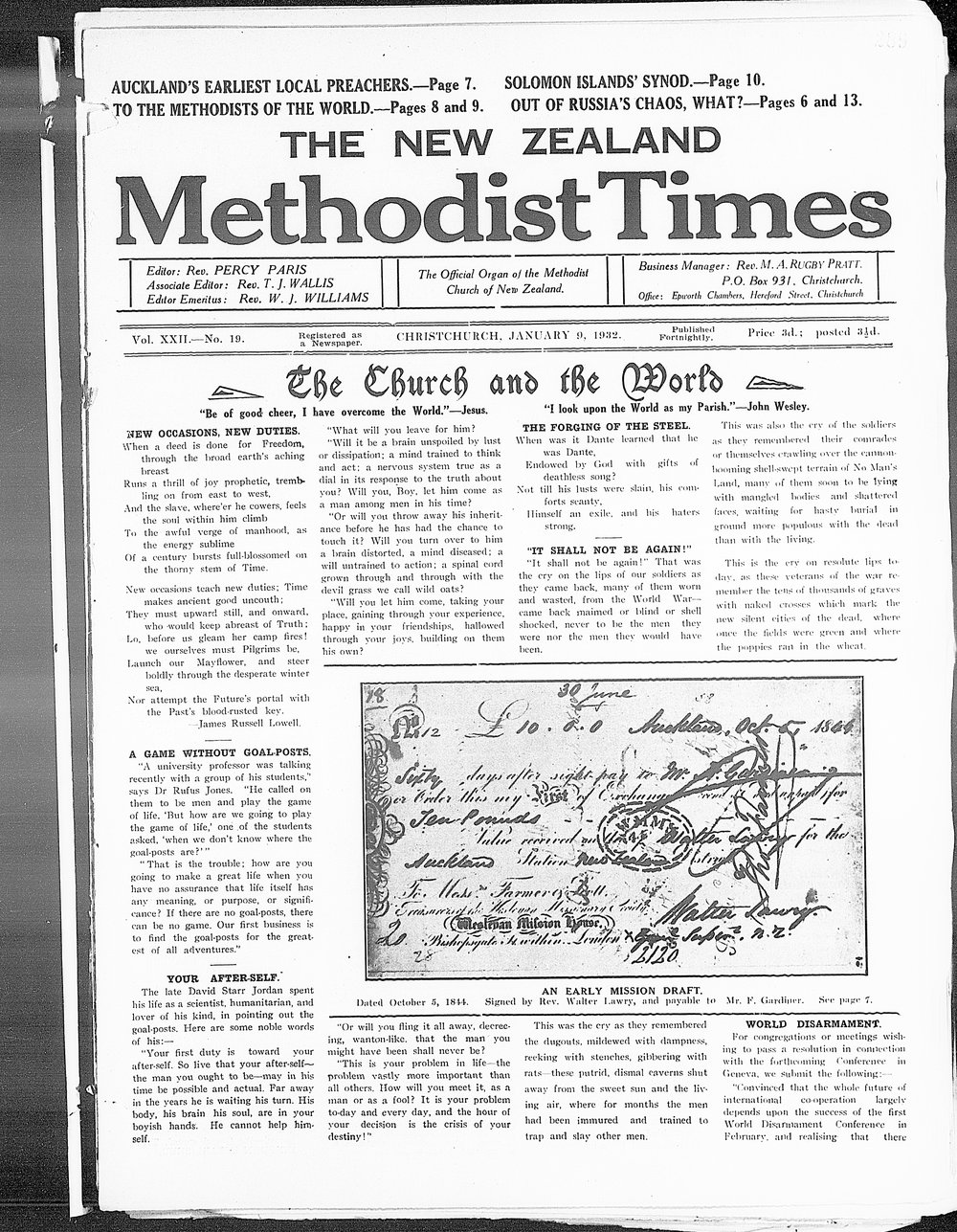 The New Zealand Methodist Times: 9th January 1932