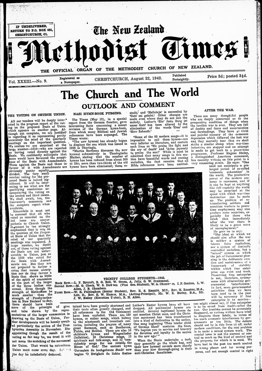 The New Zealand Methodist Times: 22nd August 1942