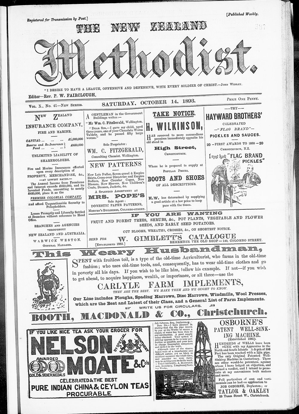 The New Zealand Methodist Times: 14th October 1893