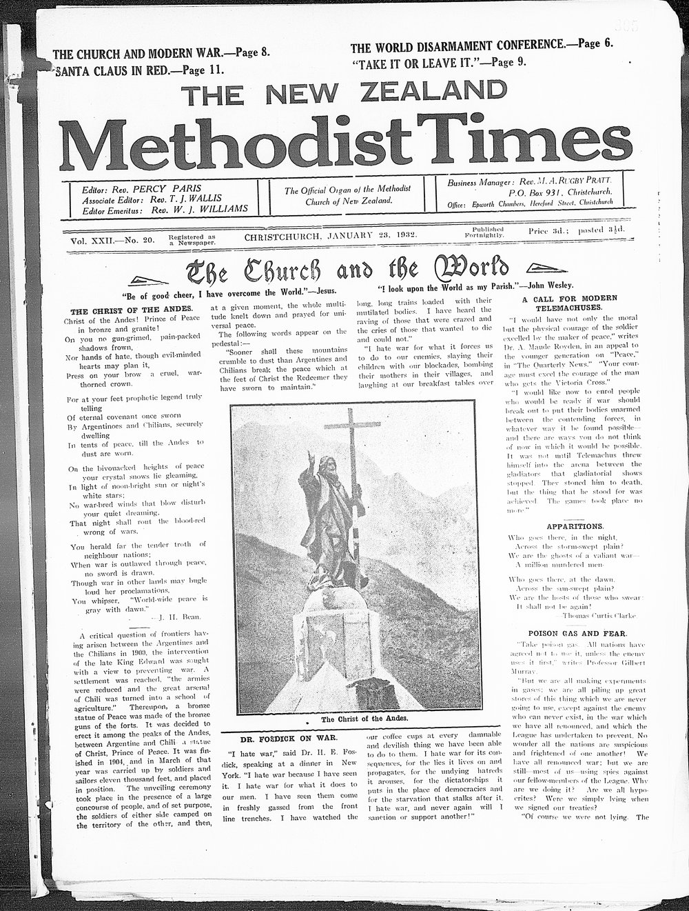 The New Zealand Methodist Times: 23rd January 1932