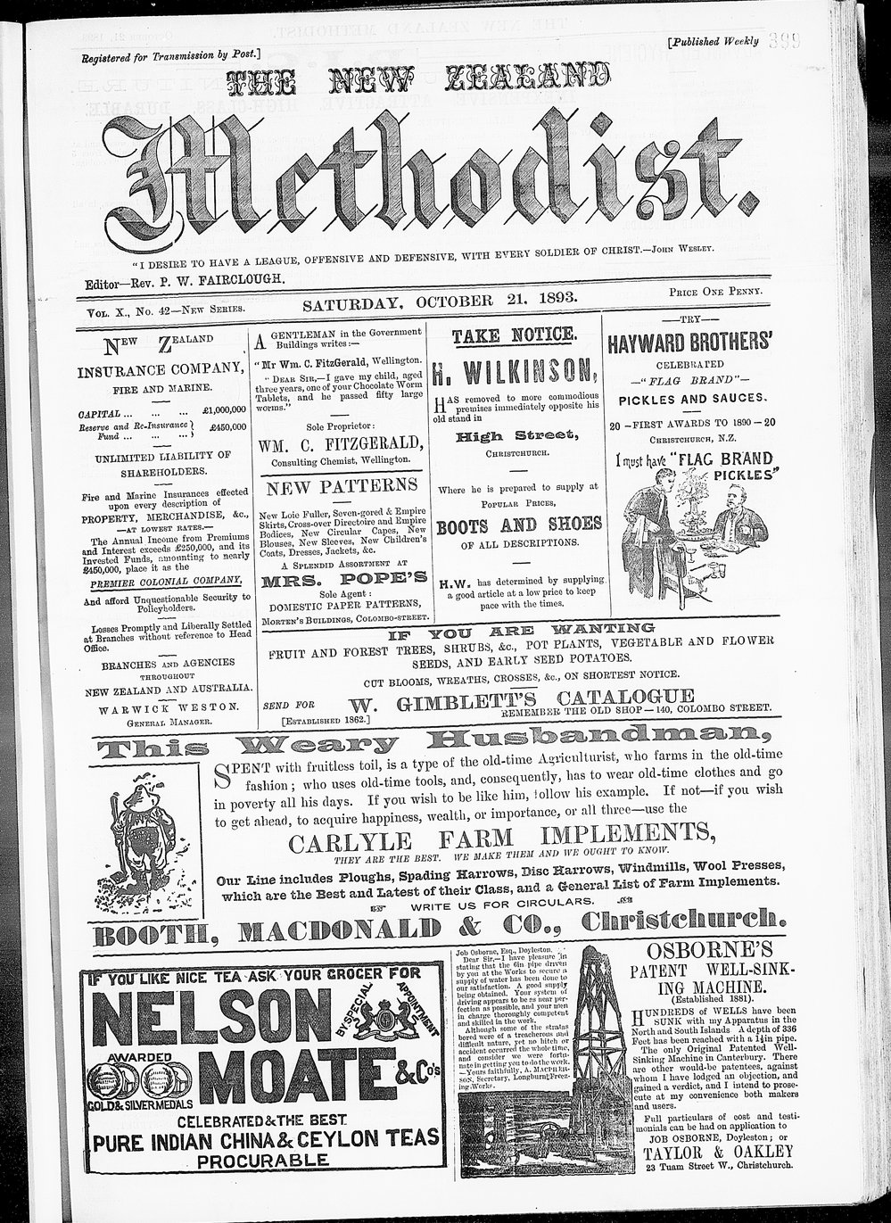The New Zealand Methodist Times: 21st October 1893