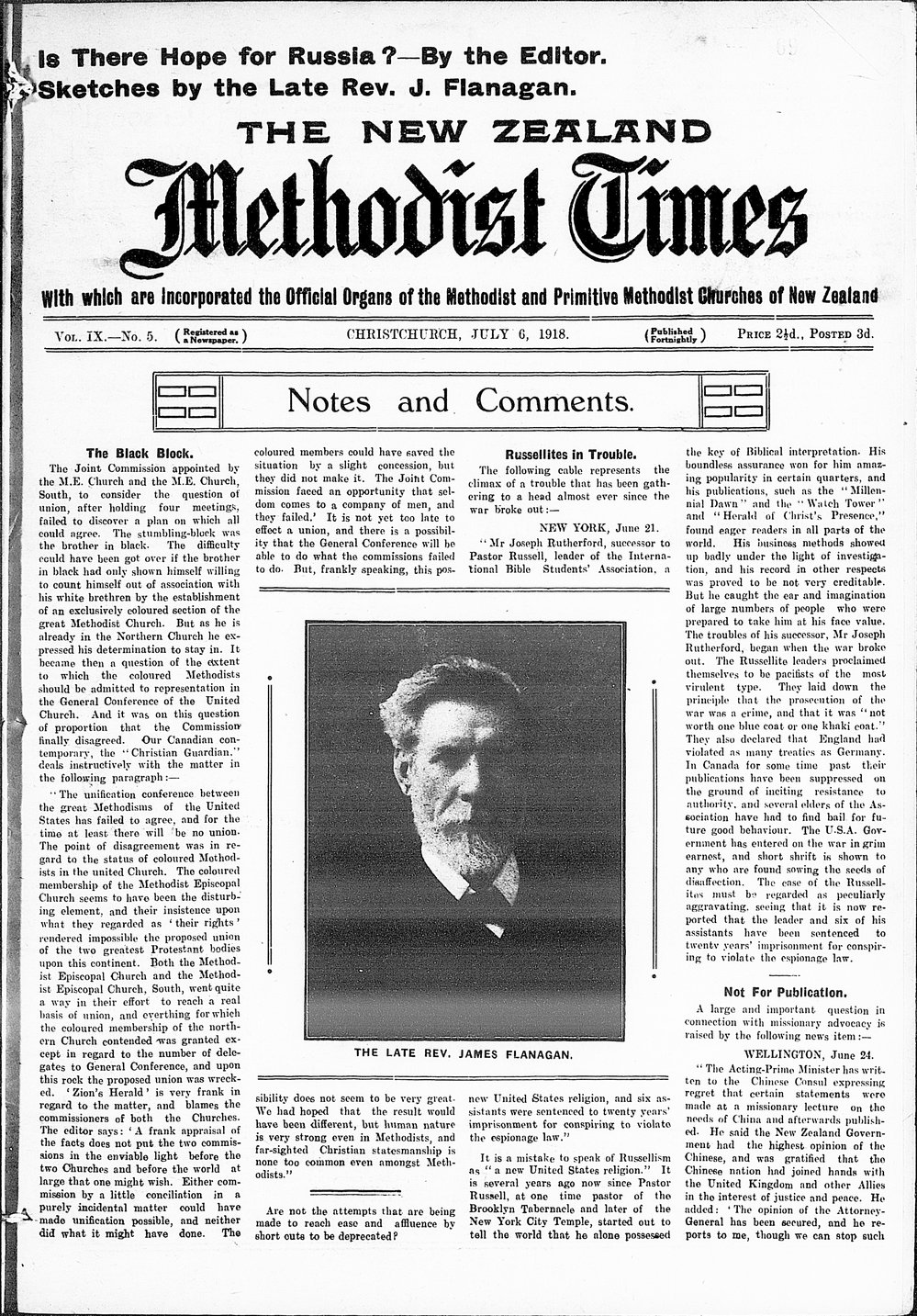 The New Zealand Methodist Times: 6th July 1918