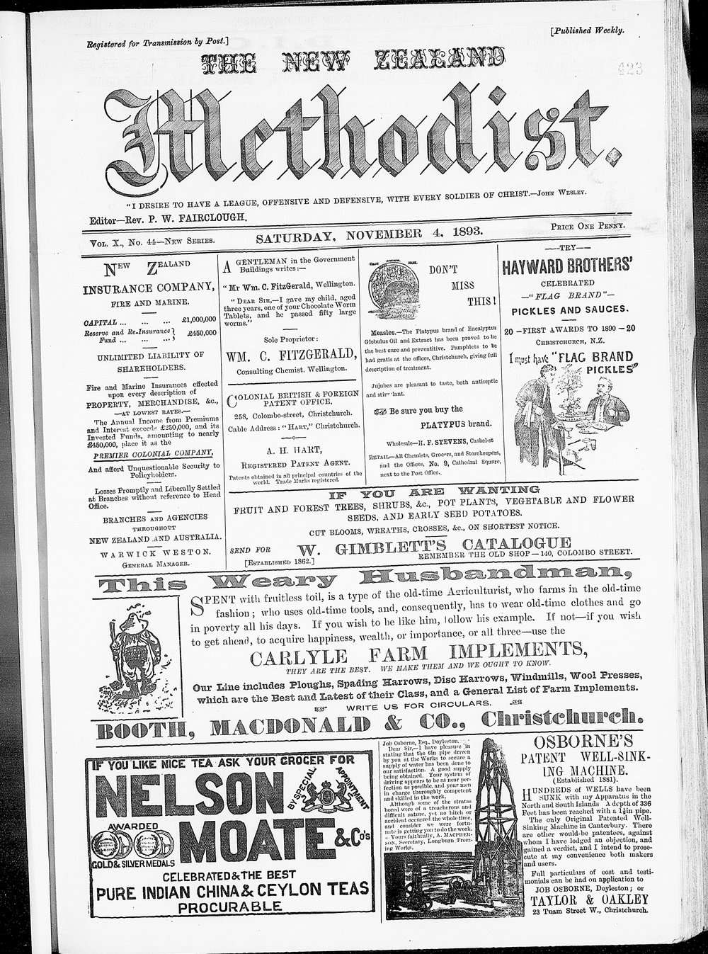 The New Zealand Methodist Times: 4th November 1893