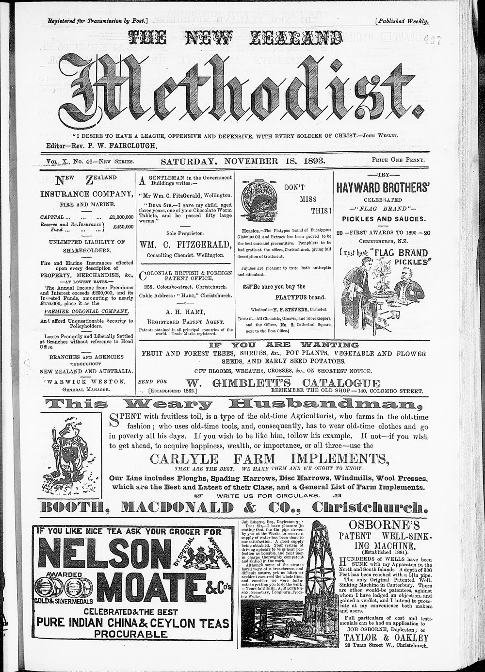 The New Zealand Methodist Times: 18th November 1893
