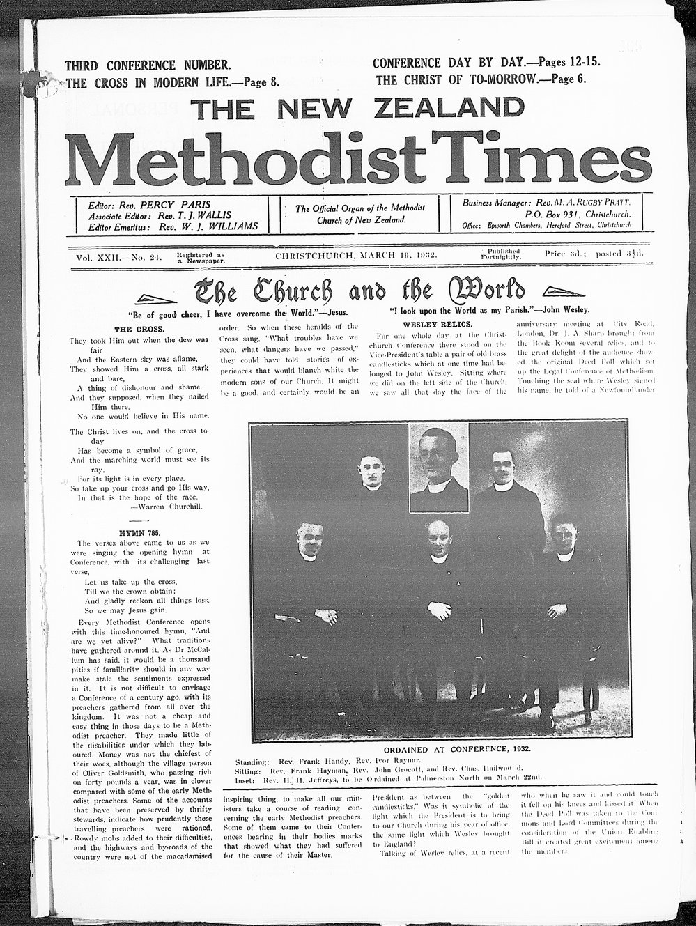 The New Zealand Methodist Times: 19th March 1932