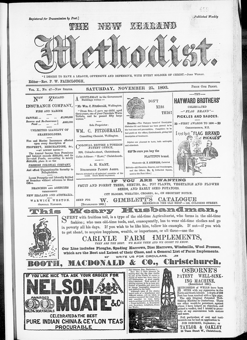 The New Zealand Methodist Times: 25th November 1893
