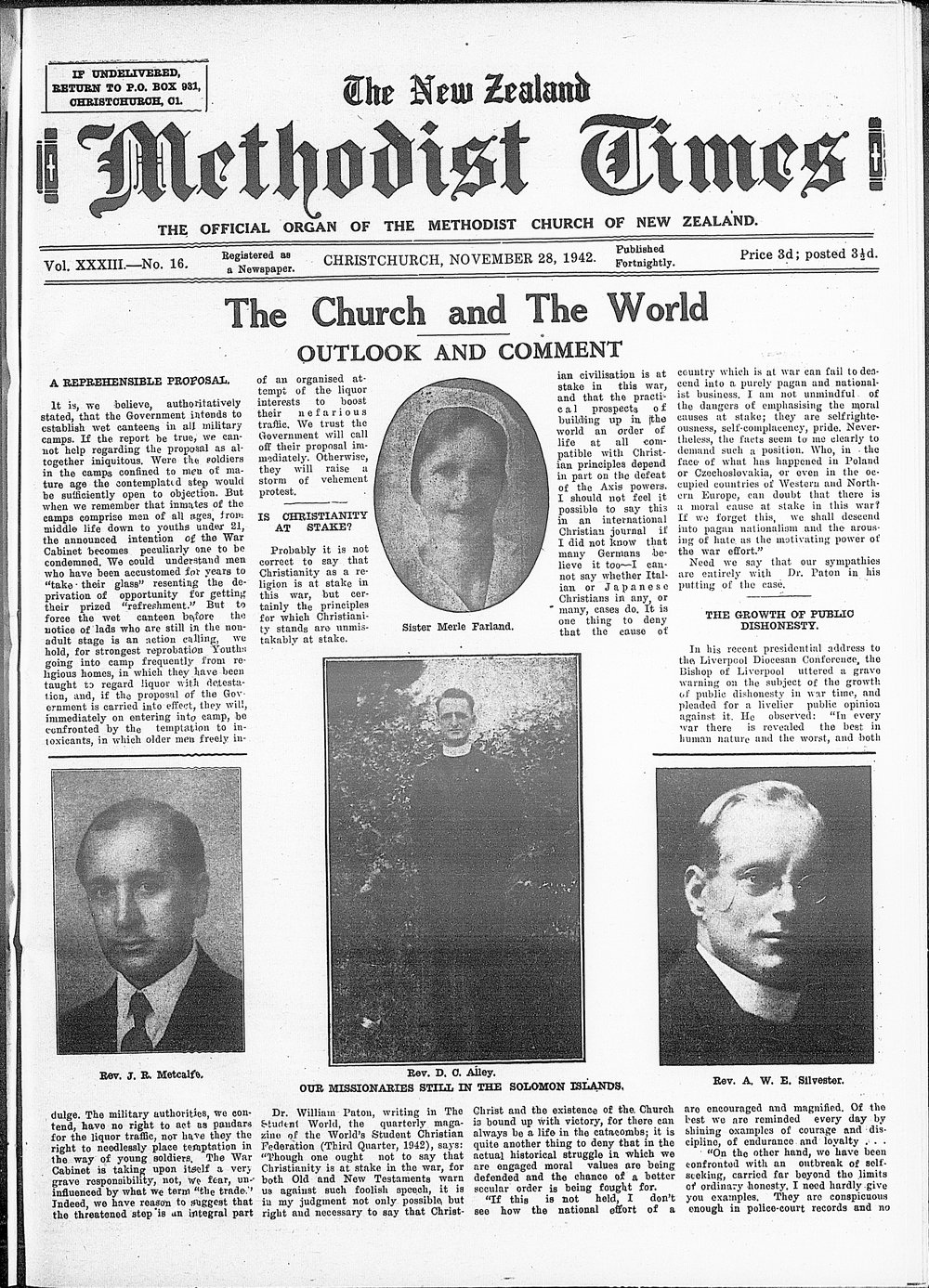 The New Zealand Methodist Times: 28th November 1942