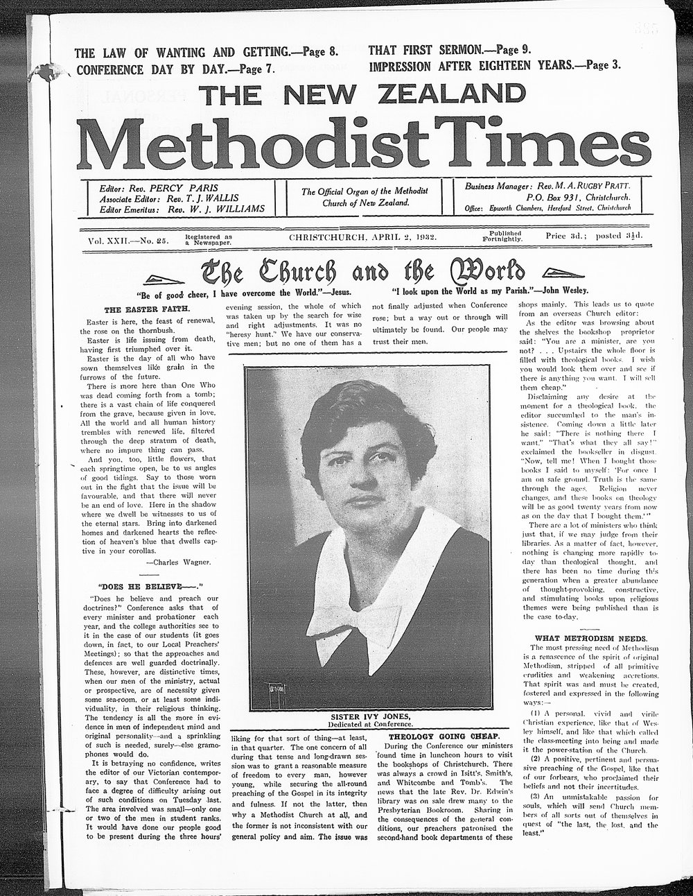The New Zealand Methodist Times: 2nd April 1932