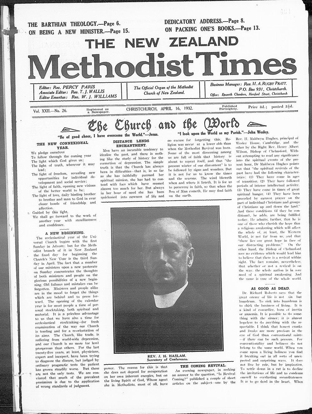 The New Zealand Methodist Times: 16th April 1932