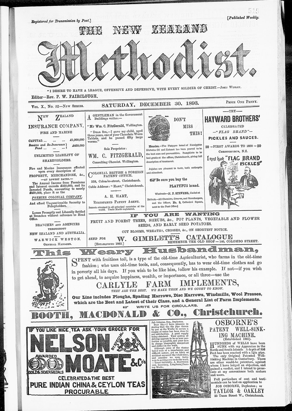 The New Zealand Methodist Times: 30th December 1893