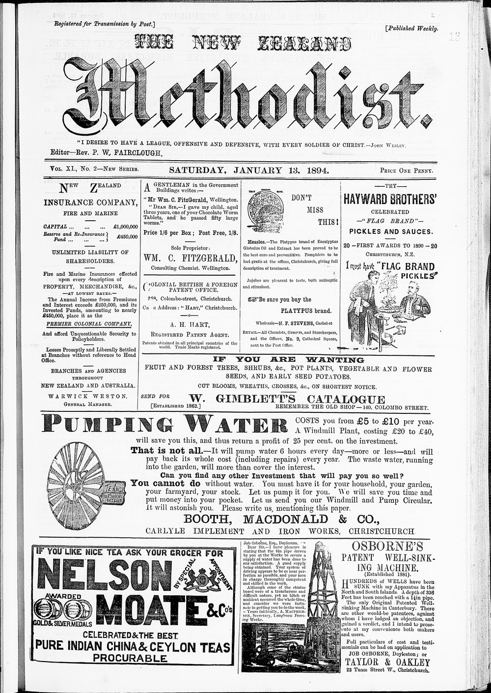 The New Zealand Methodist Times: 13th January 1894