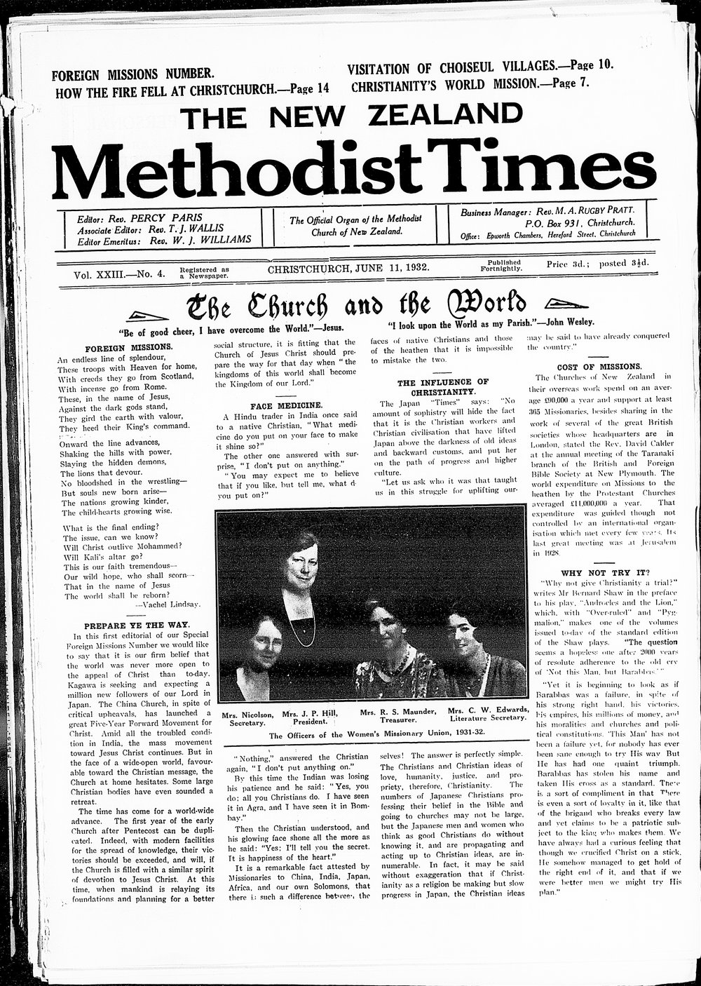 The New Zealand Methodist Times: 11th June 1932