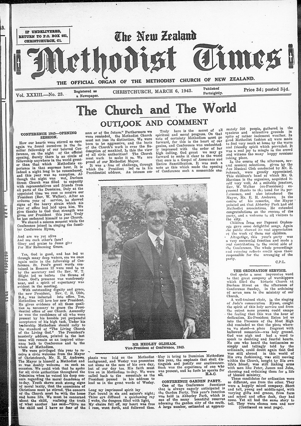 The New Zealand Methodist Times: 6th March 1943