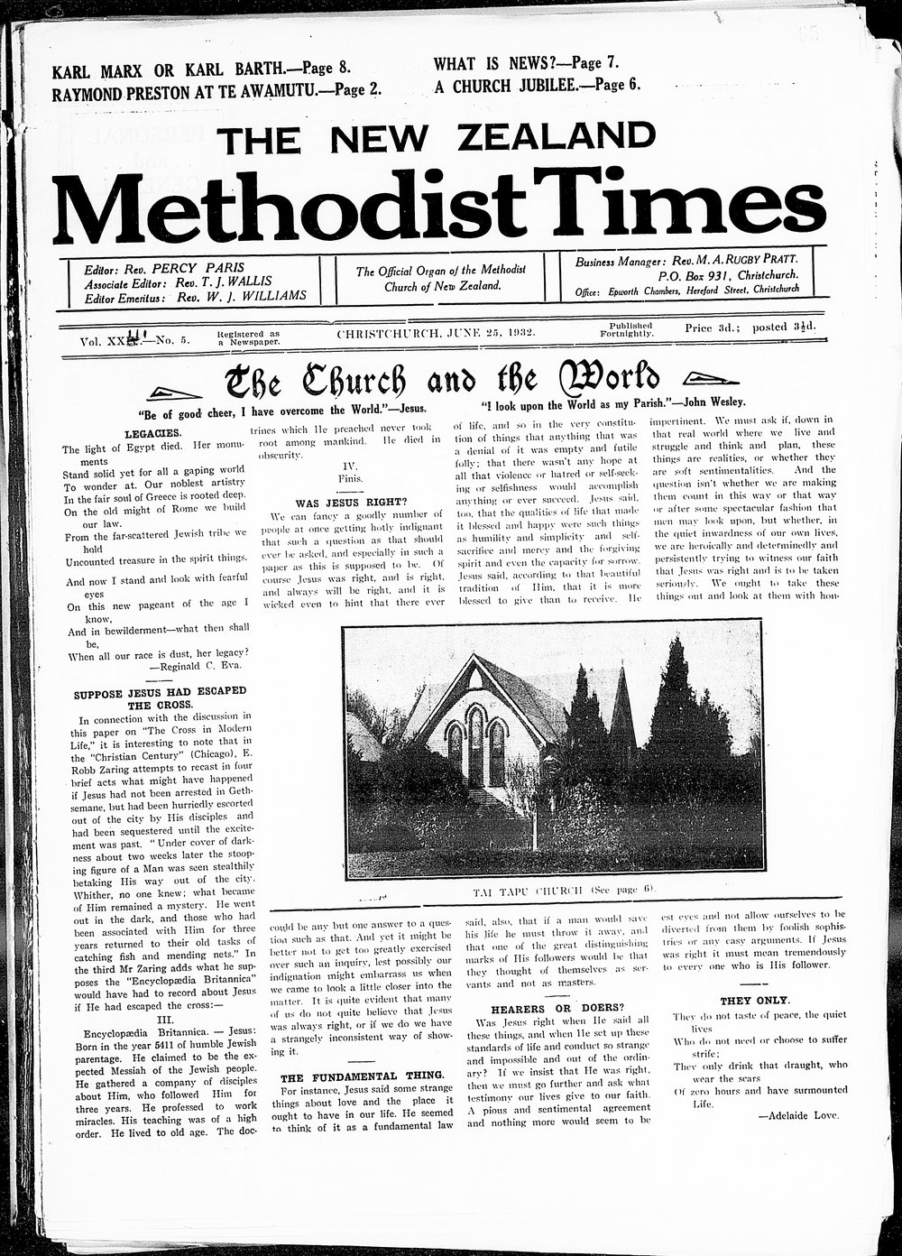 The New Zealand Methodist Times: 25th June 1932