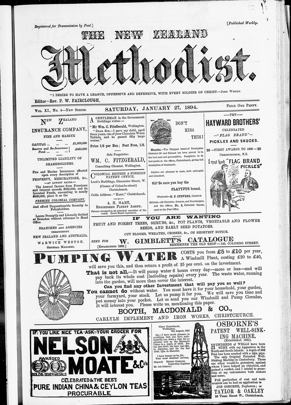 The New Zealand Methodist Times: 27th January 1894
