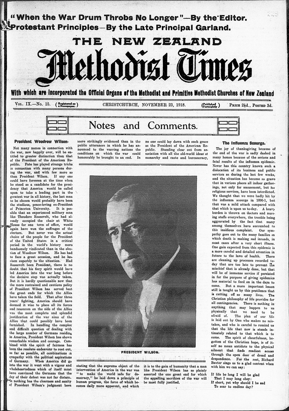 The New Zealand Methodist Times: 23rd November 1918