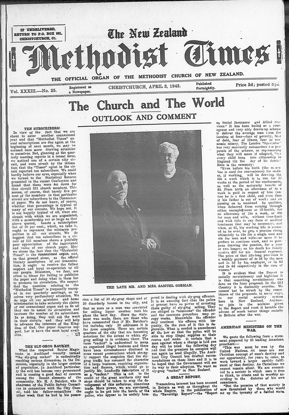 The New Zealand Methodist Times: 3rd April 1943
