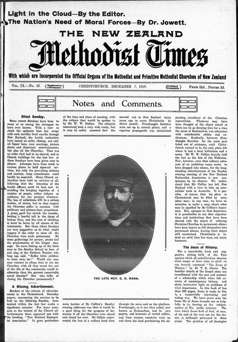 The New Zealand Methodist Times: 7th December 1918