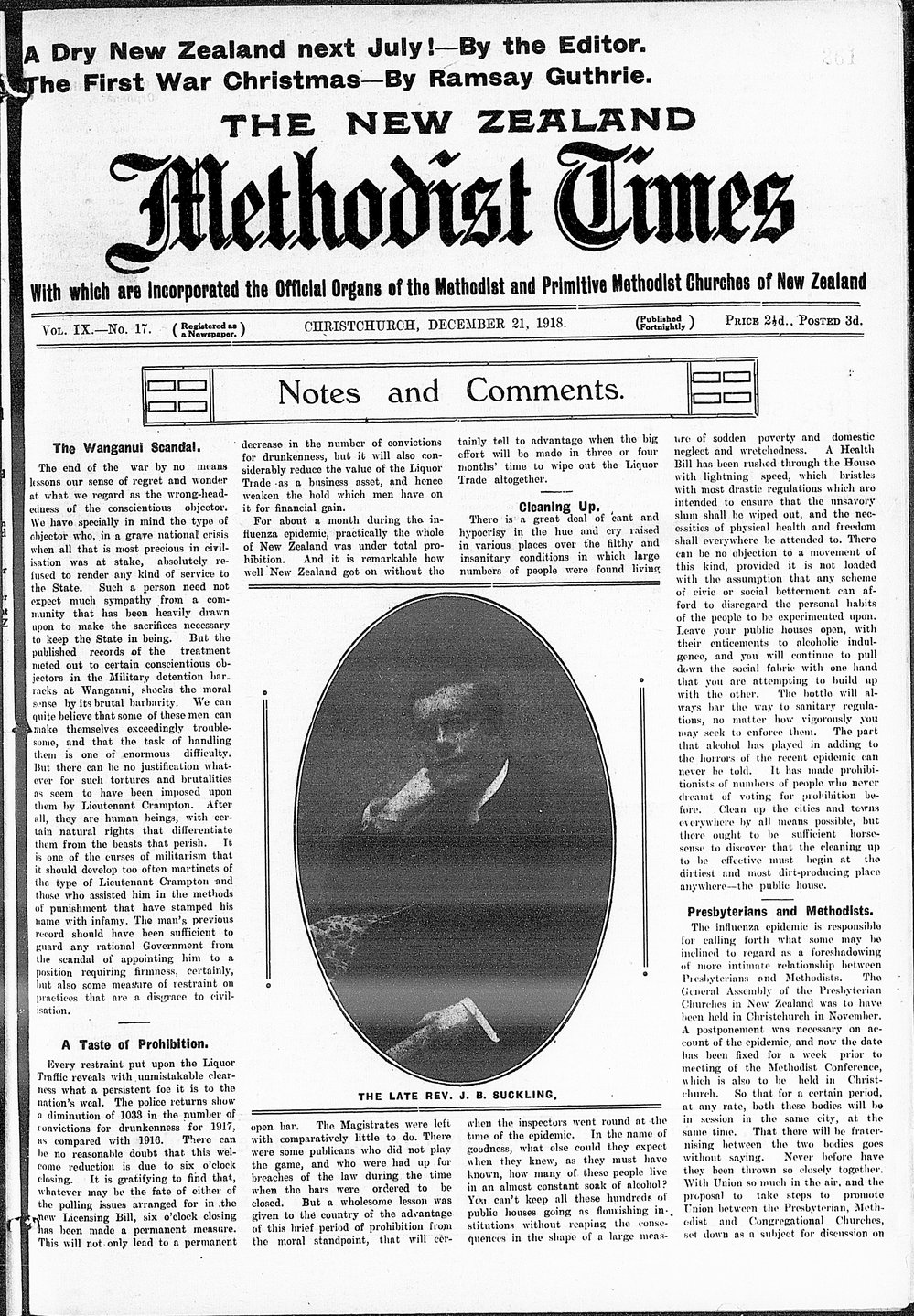 The New Zealand Methodist Times: 21st December 1918