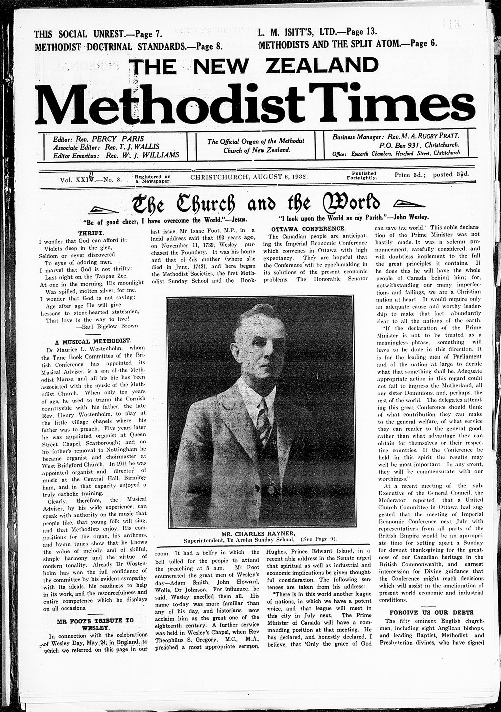 The New Zealand Methodist Times: 6th August 1932