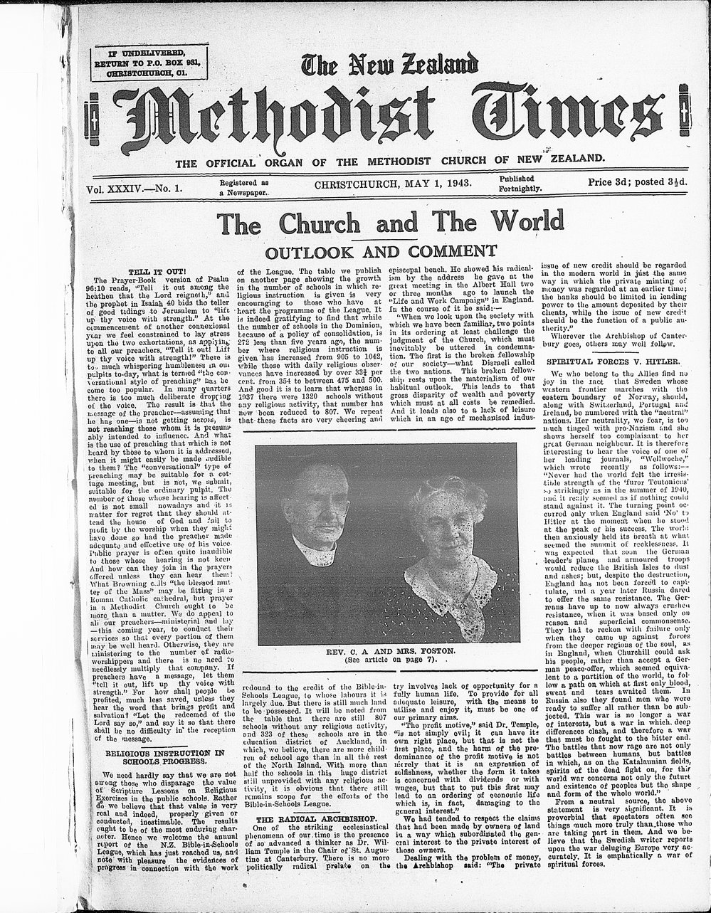 The New Zealand Methodist Times: 1st May 1943