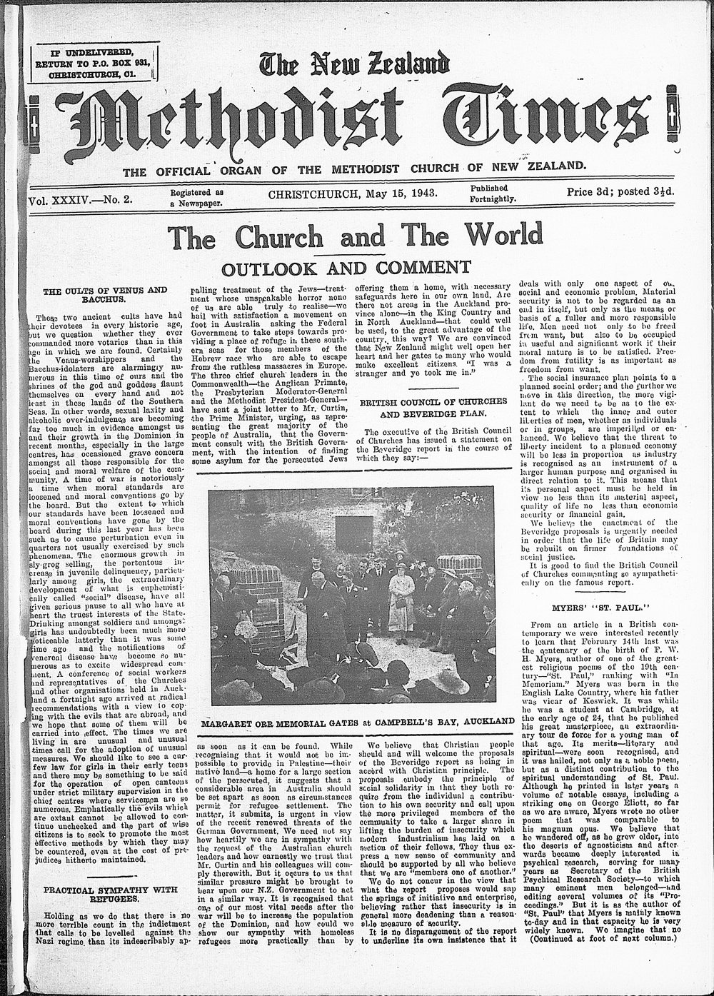 The New Zealand Methodist Times: 15th May 1943