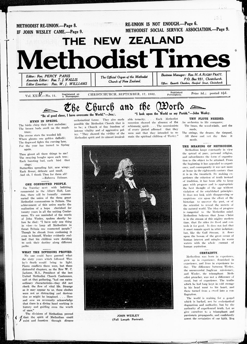 The New Zealand Methodist Times: 17th September 1932