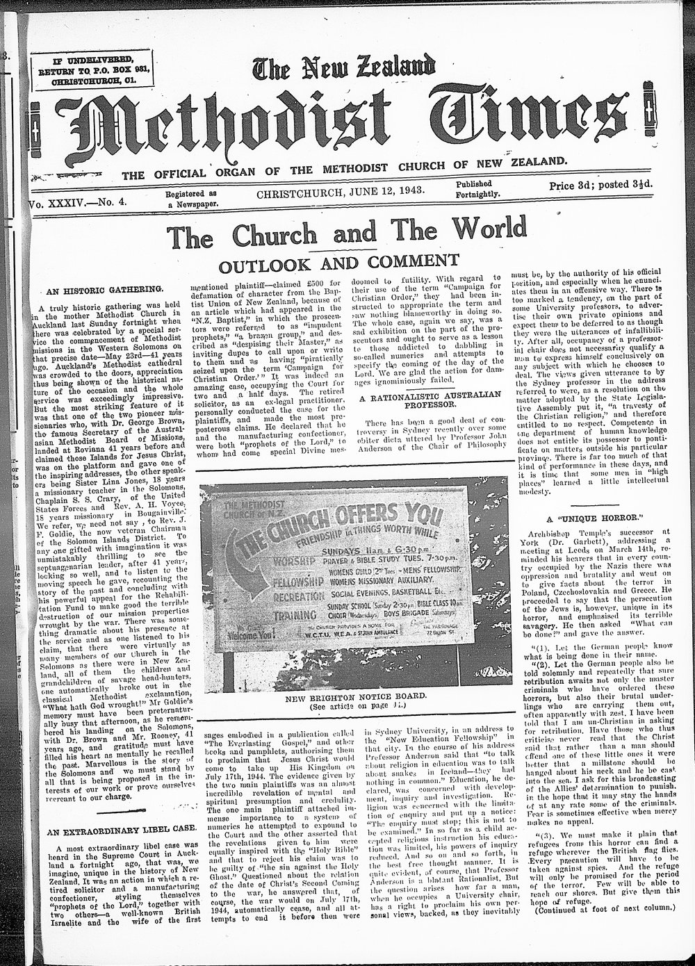 The New Zealand Methodist Times: 12th June 1943