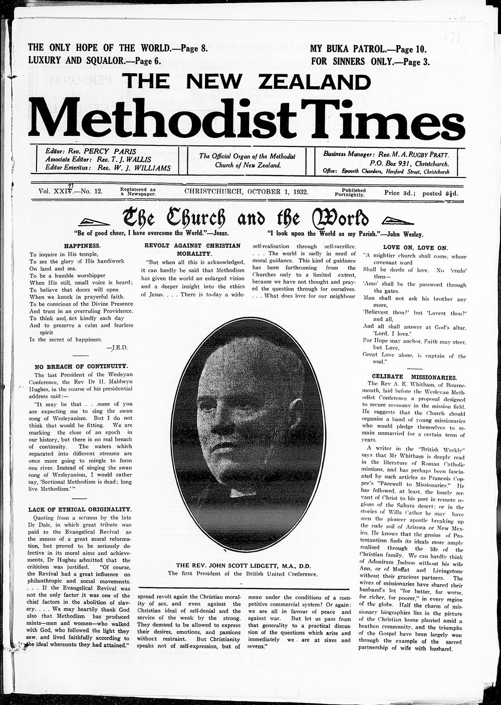 The New Zealand Methodist Times: 1st October 1932