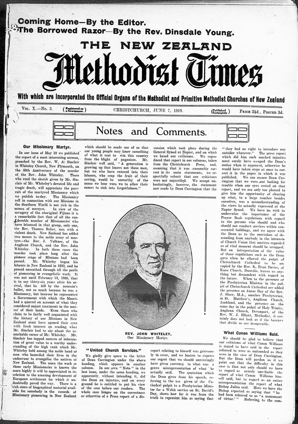 The New Zealand Methodist Times: 7th June 1919