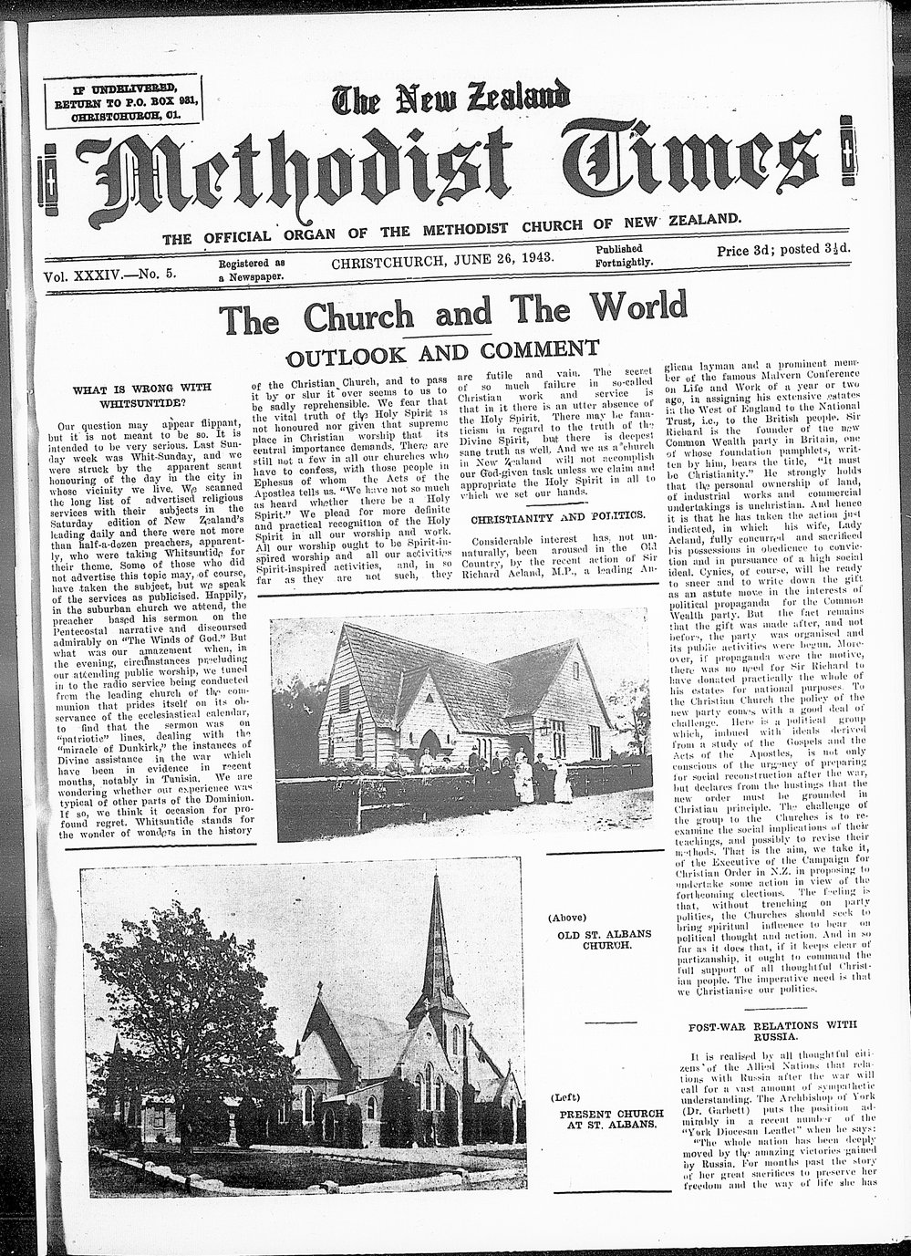 The New Zealand Methodist Times: 26th June 1943