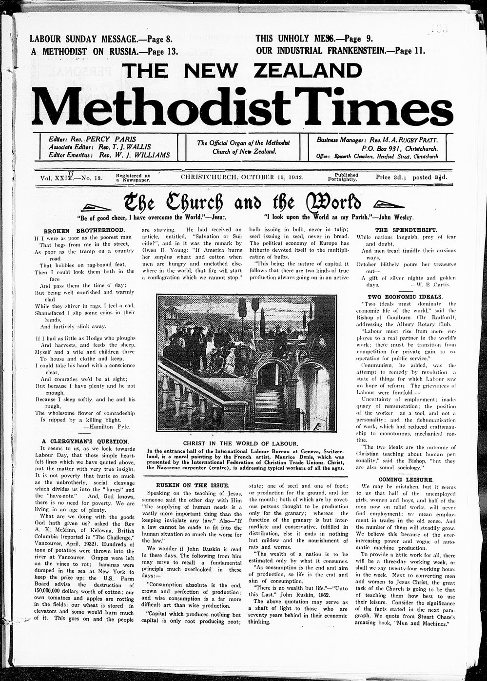 The New Zealand Methodist Times: 15th October 1932