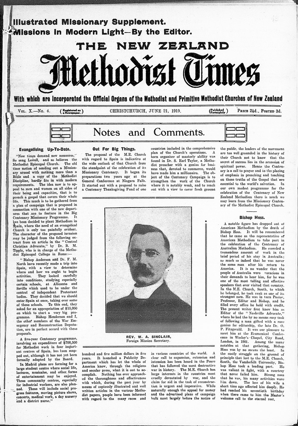 The New Zealand Methodist Times: 21st June 1919