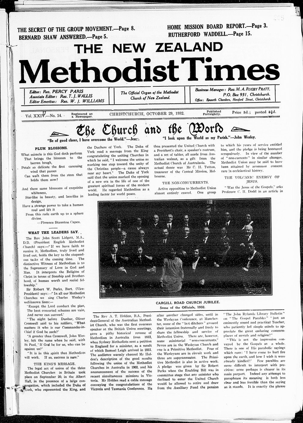 The New Zealand Methodist Times: 29th October 1932