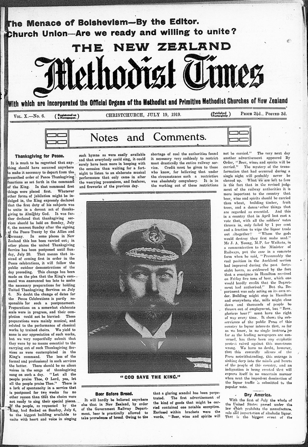 The New Zealand Methodist Times: 19th July 1919