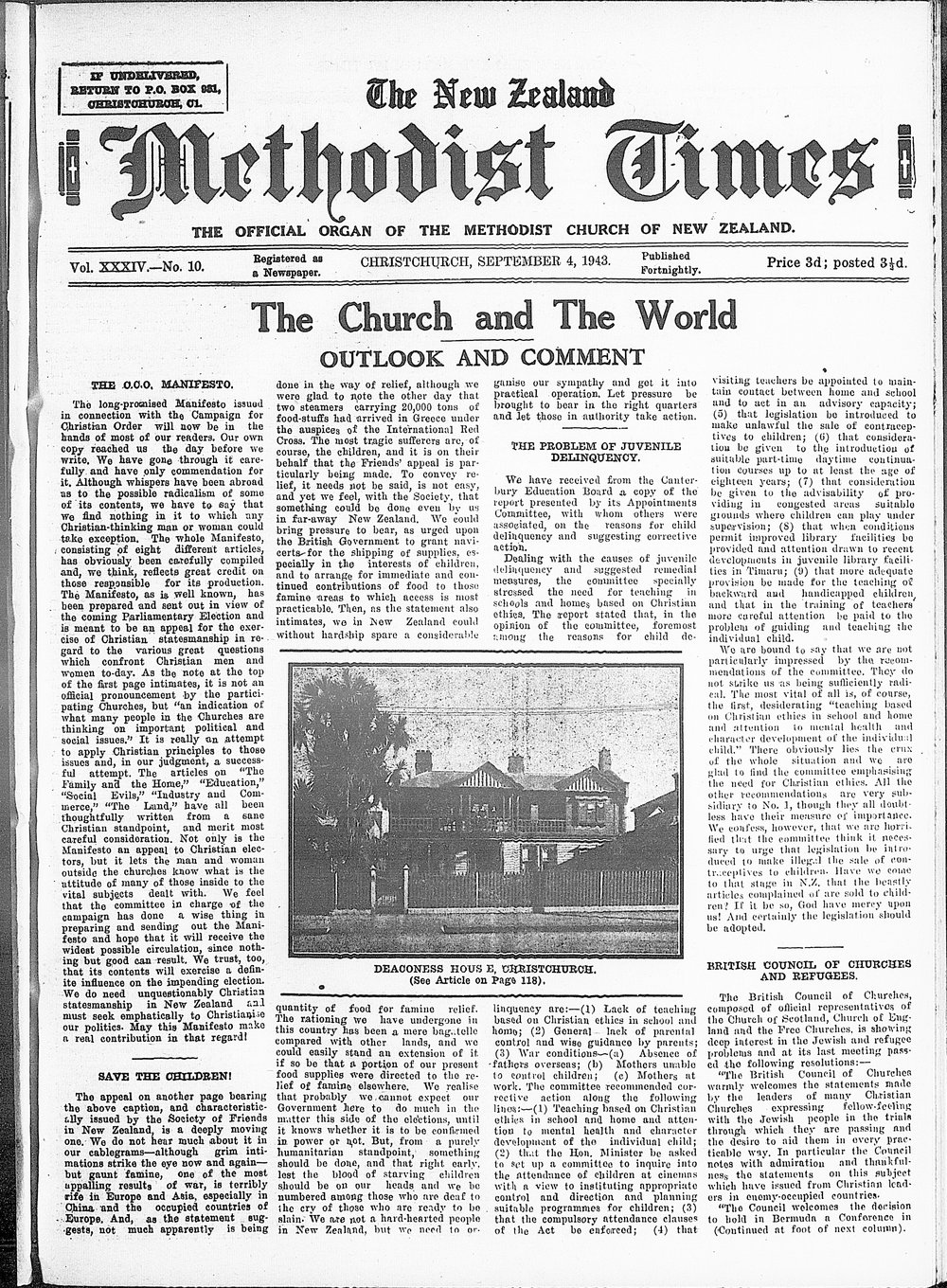 The New Zealand Methodist Times: 4th September 1943