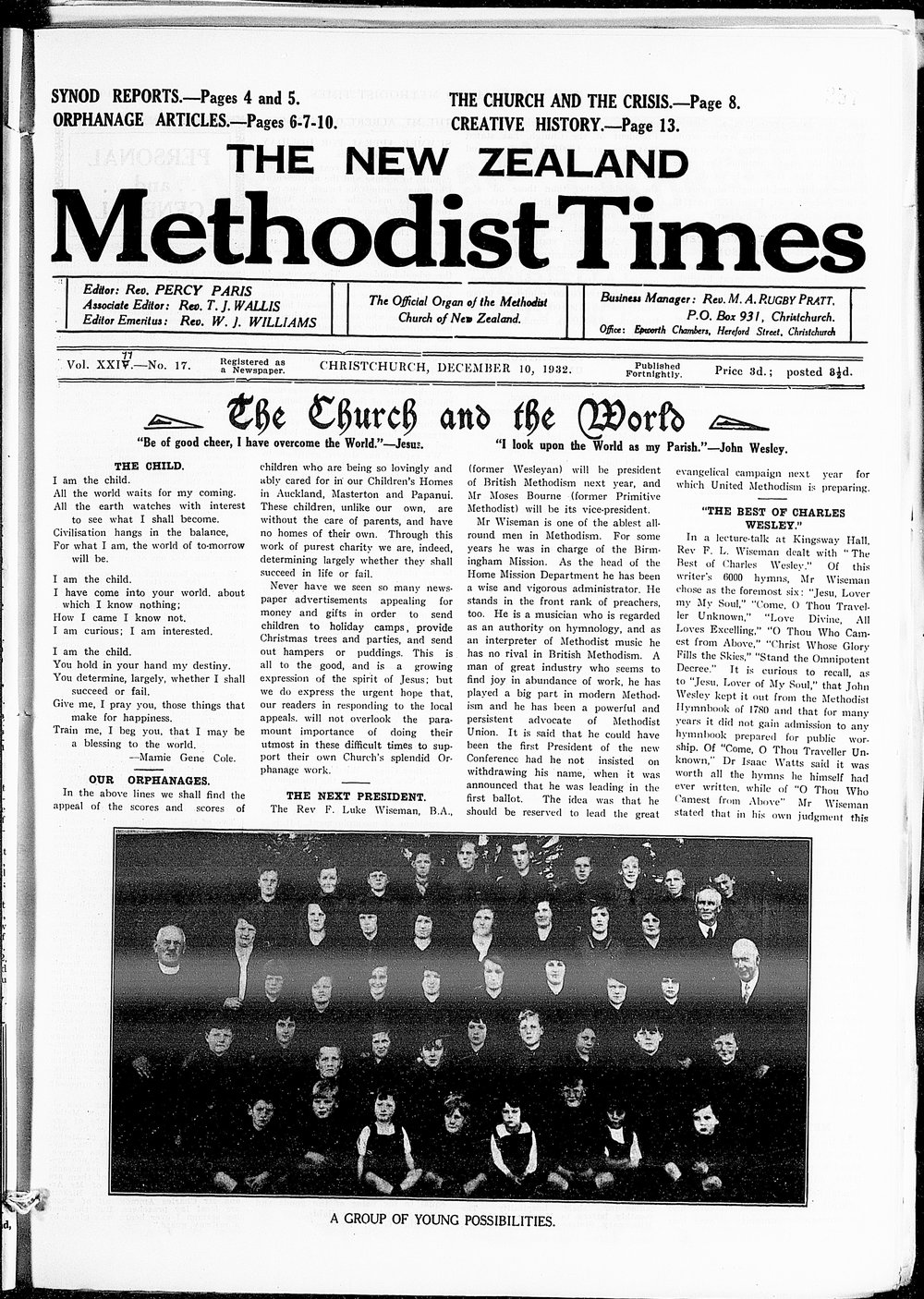 The New Zealand Methodist Times: 10th December 1932