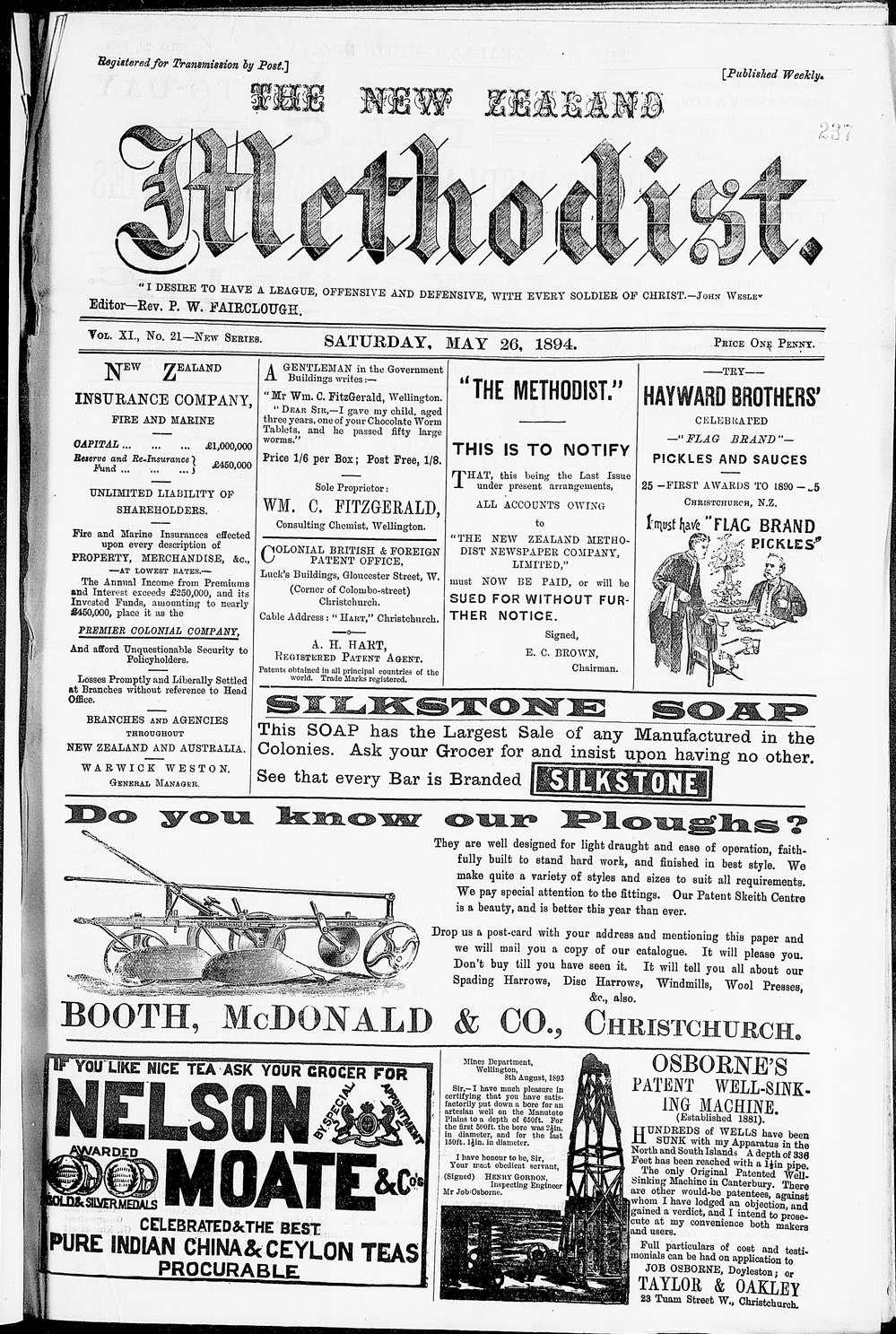 The New Zealand Methodist Times: 26th May 1894
