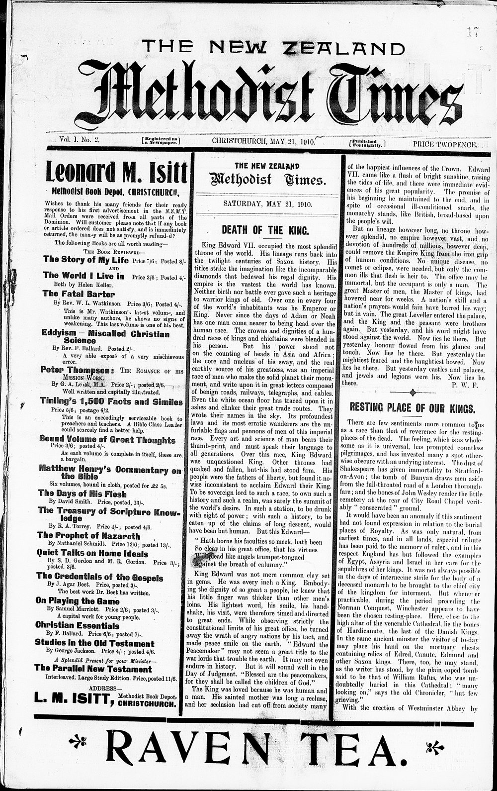 The New Zealand Methodist Times: 21st May 1910