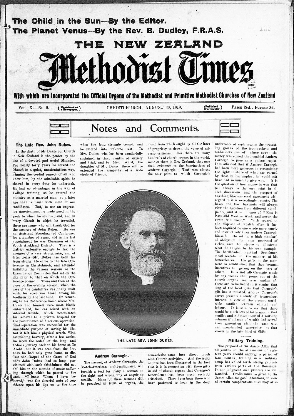 The New Zealand Methodist Times: 30th August 1919